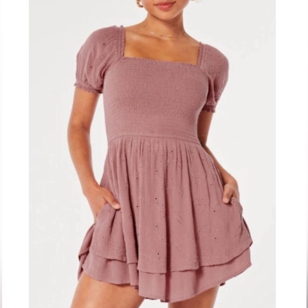 Hollister- Eyelet / Smocked Romper